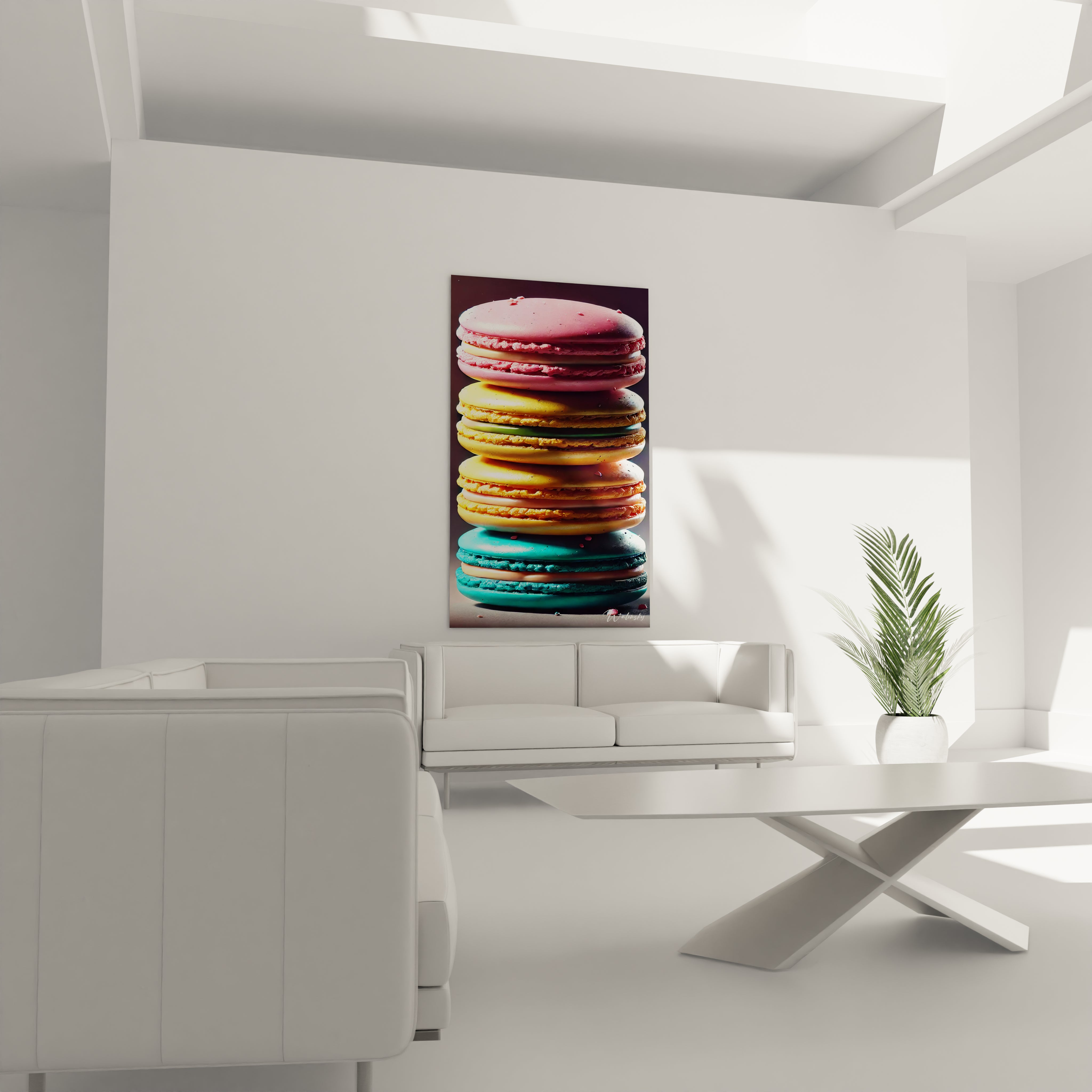 Tableau cuisine en verre acrylique au-dessus d'un canapé dans un salon - Art mural géant et contemporain - Décoration intérieure moderne pour salon - Tableau de grande taille et impression haute définition - Élément décoratif chic pour salon