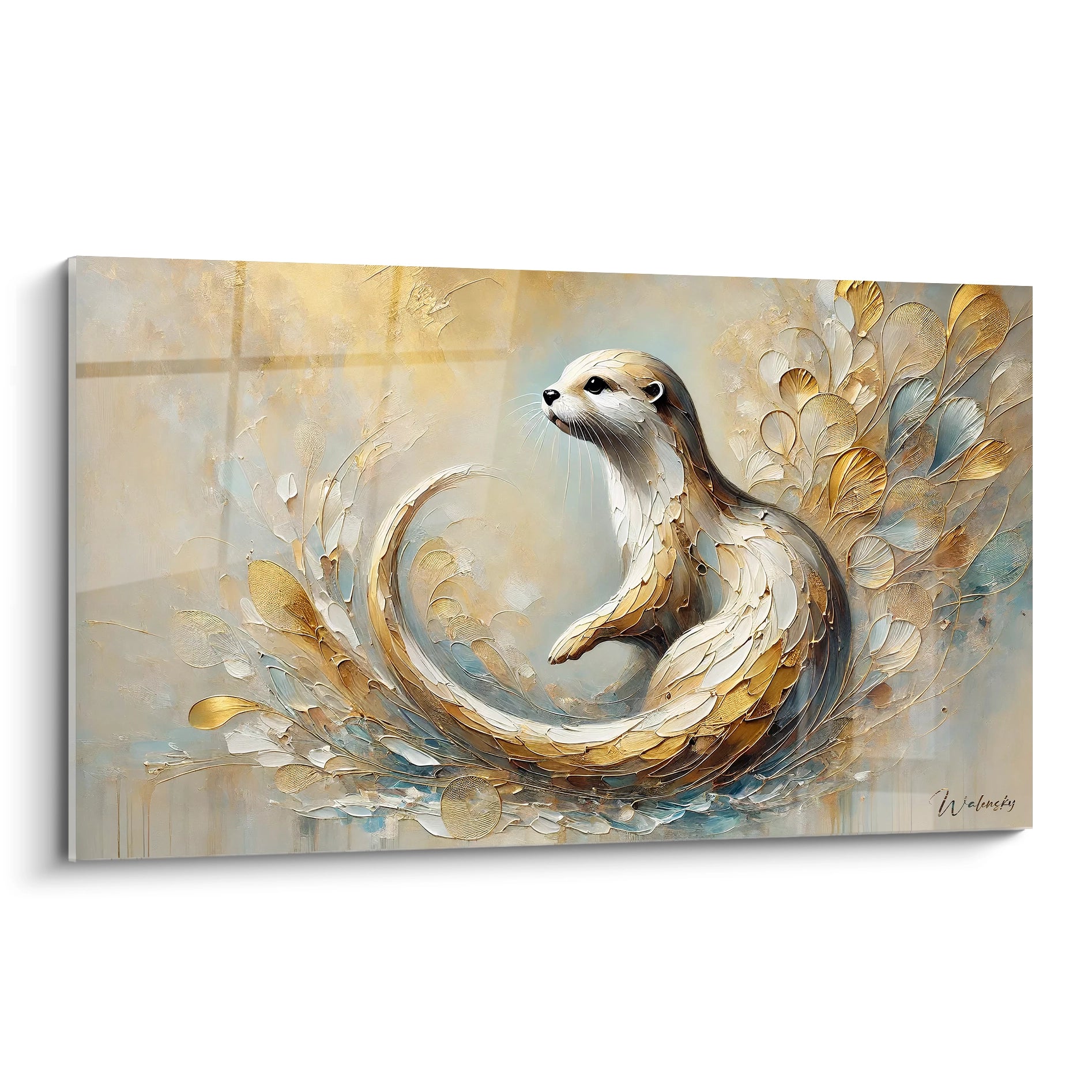 Admirez le tableau loutre, une œuvre contemporaine abstraite où la loutre incarne la tranquillité. Les formes fluides et organiques créent une harmonie visuelle unique.

