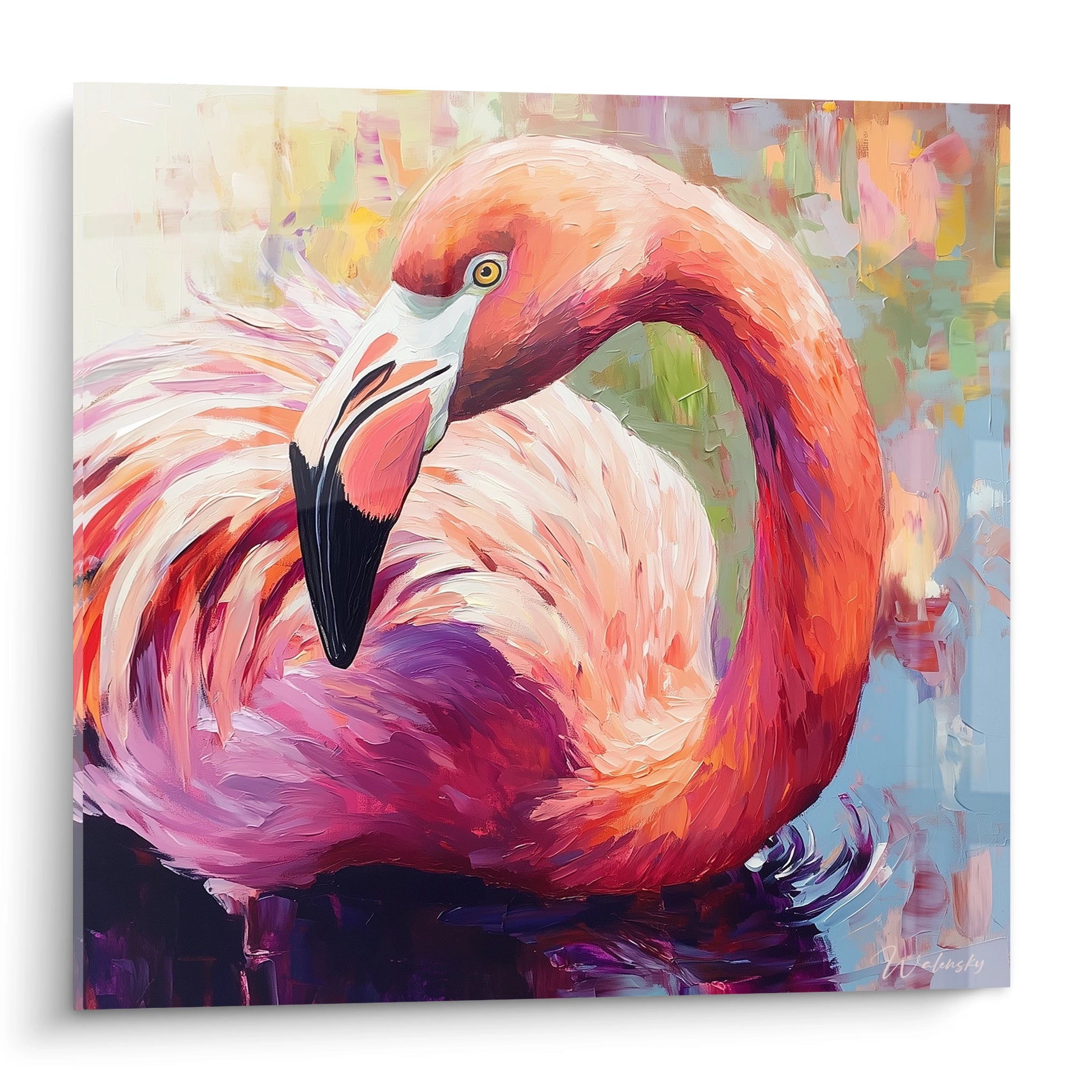 Tableau flamant rose Éclat de corail - édition flamant rose