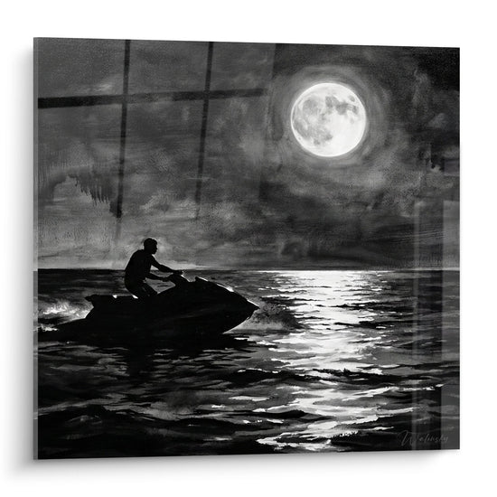 Cuadro Jetski Nocturno - Jinete de los Mares bajo la Luna - Edición Jetski