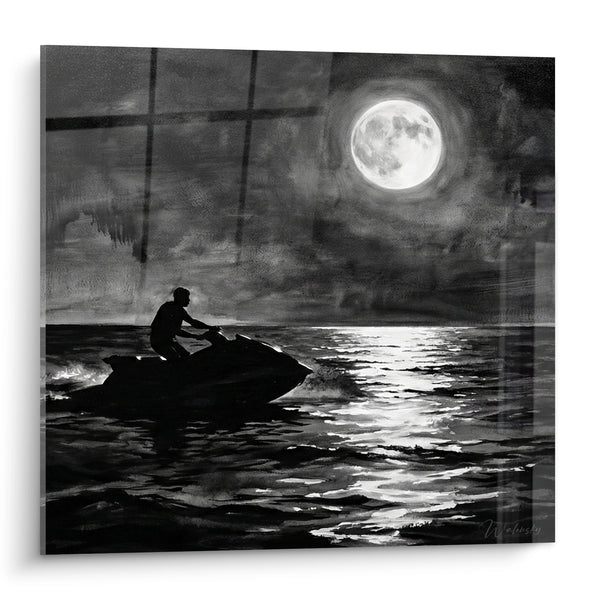 Cuadro Jetski Nocturno - Jinete de los Mares bajo la Luna - Edición Jetski