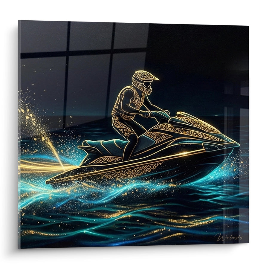 Tableau Jetski Doré Lumineux - Waves of Gold - Edition Jetski