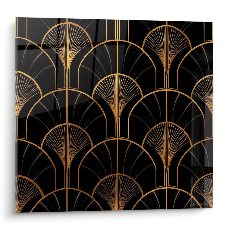 Tableau Motifs Art Déco - Éventails Dorés Géométriques - Edition Art déco