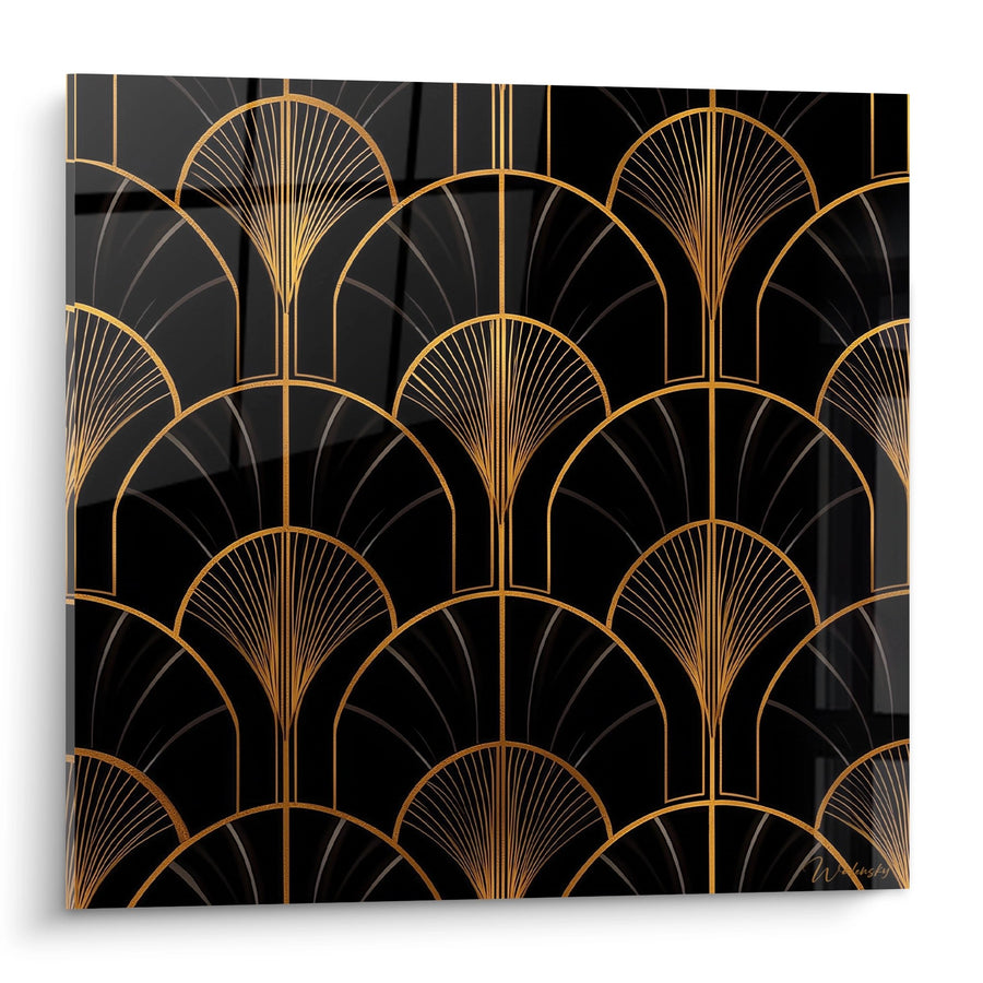 Tableau Motifs Art Déco - Éventails Dorés Géométriques - Edition Art déco