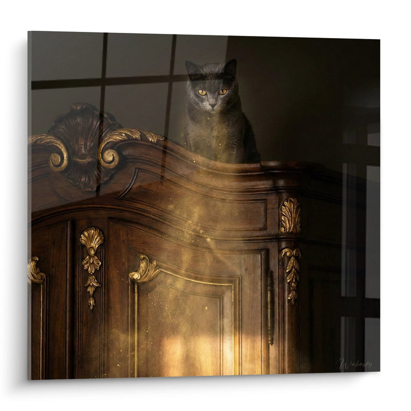 Chartreux Cat Painting on Baroque Furniture - Golden Majesty - Chartreux Cat Edition