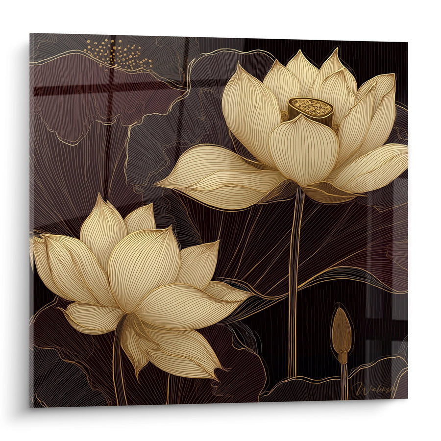 Tableau Lotus Dorés - Élégance Florale Art Déco - Edition Art déco