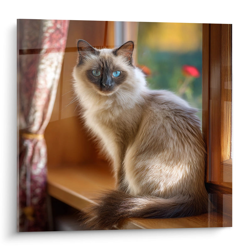 Tavolo Chat Balinese con Occhi Blu - Eleganza Felina - Edizione chat Balinese