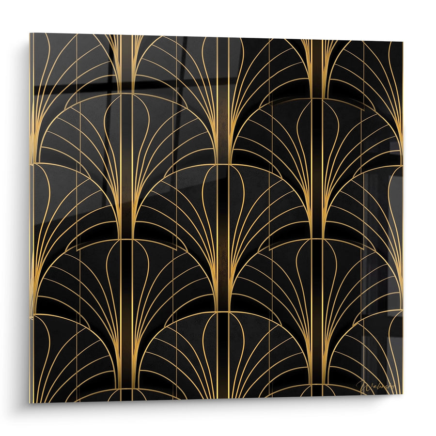 Tableau Motifs Géométriques - Éventails Dorés - Edition Art déco