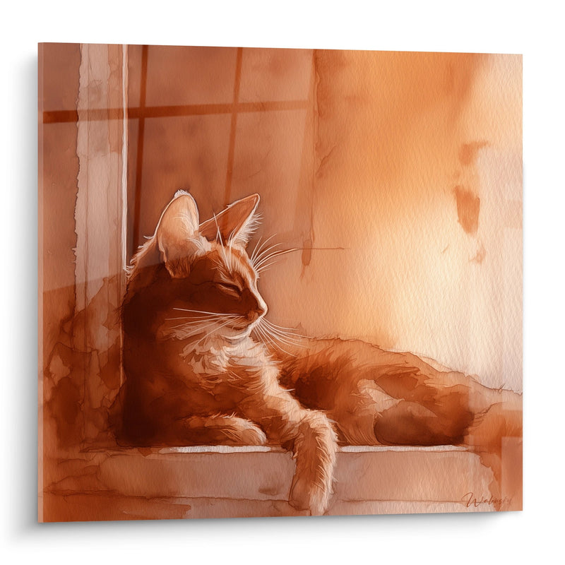 Tableau Chat Somali Aquarelle - Lumière Dorée - Edition chat Somali