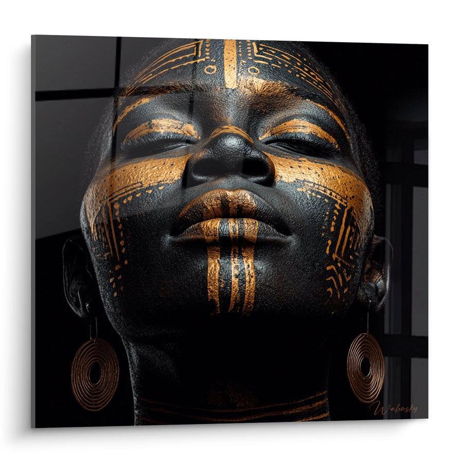 Tableau Visage Africain Tribal - Beauté Dorée - Edition Visage africain