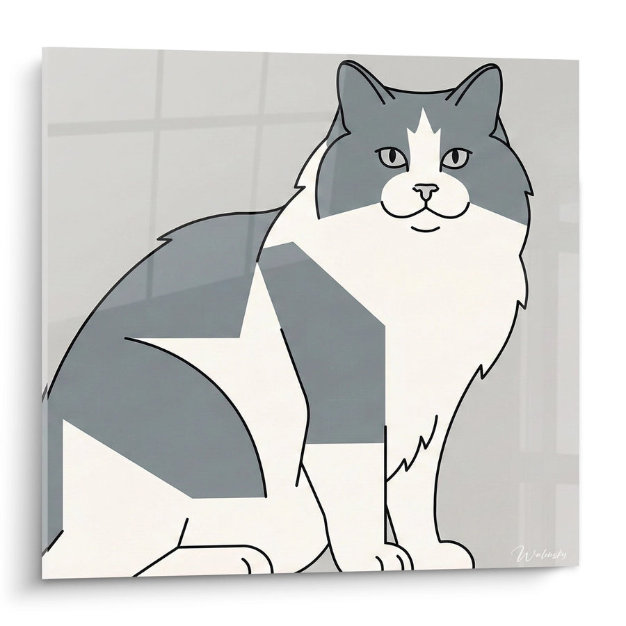 Tableau Chat Ragamuffin Assis - Élégance Minimaliste - Edition chat Ragamuffin