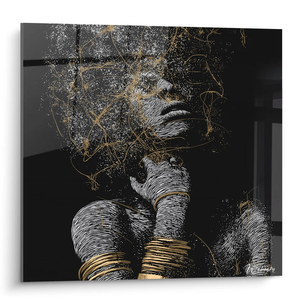 Cuadro Rostro Africano - Armonía Dorada - Edición Rostro Africano