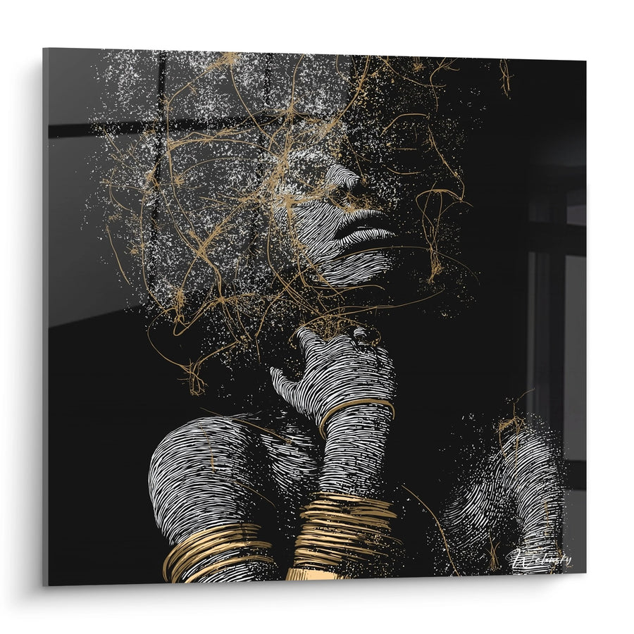 Tableau Visage Africain - Harmonie Dorée - Edition Visage africain