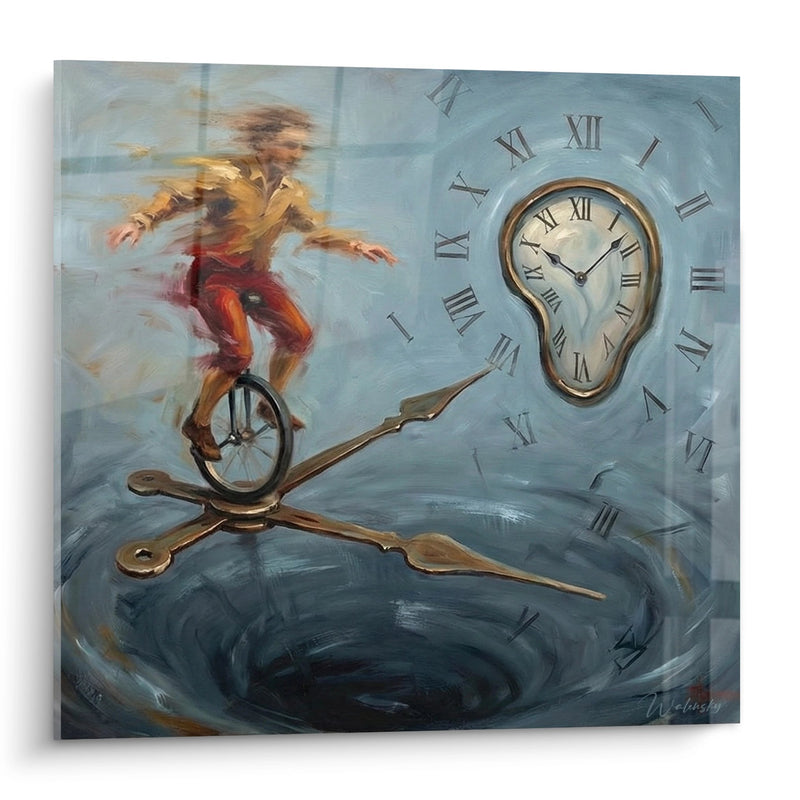 Temporal Unicyclist Painting - The Time Balancer - Circus Edition
