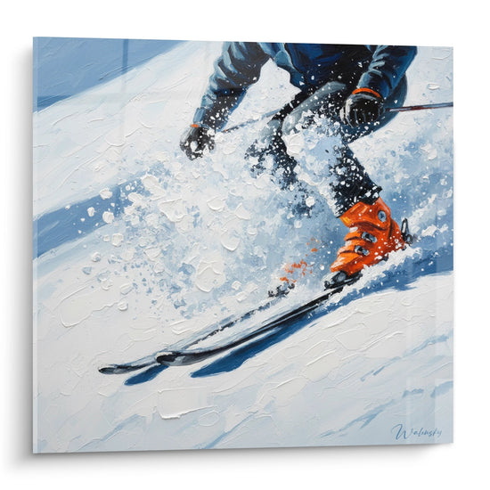 Schilderij Skiër in Actie - Afdaling Poedersneeuw - Ski Editie