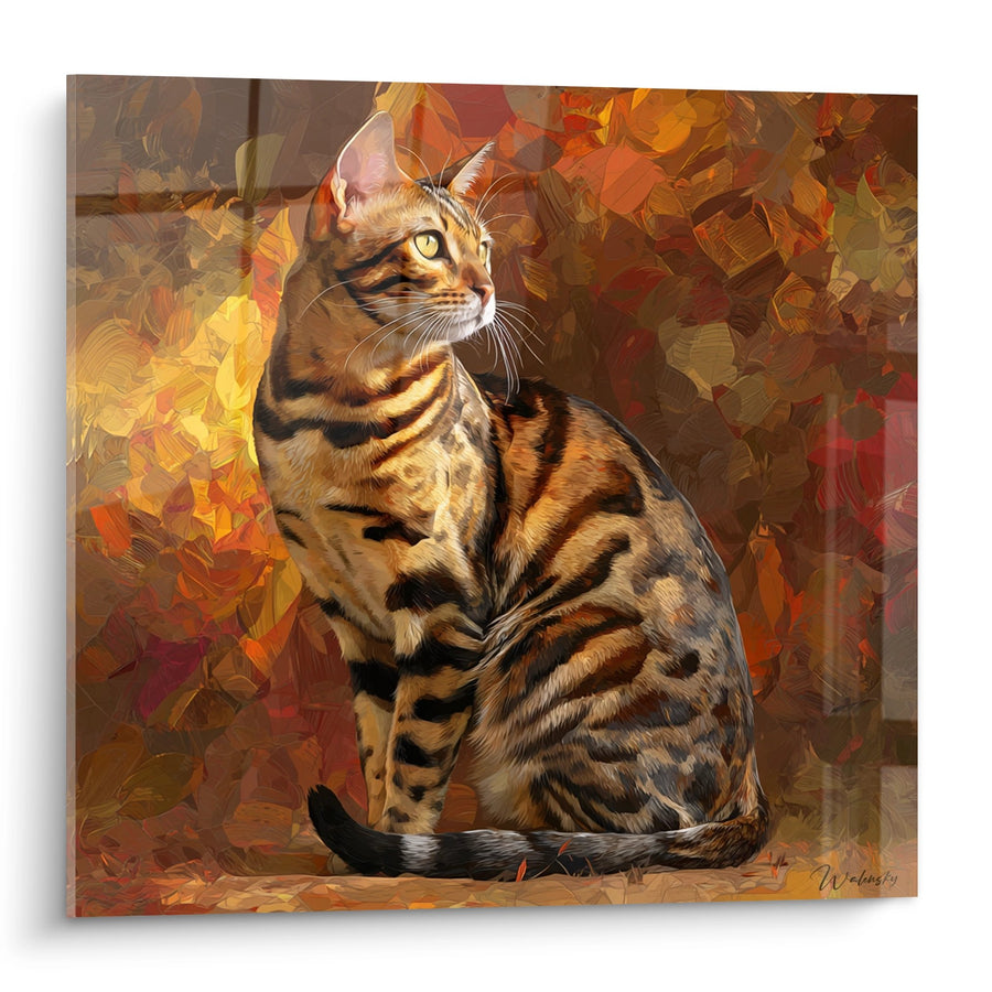Tableau Chat Bengal Automnal - Regard Contemplatif - Edition chat Bengal