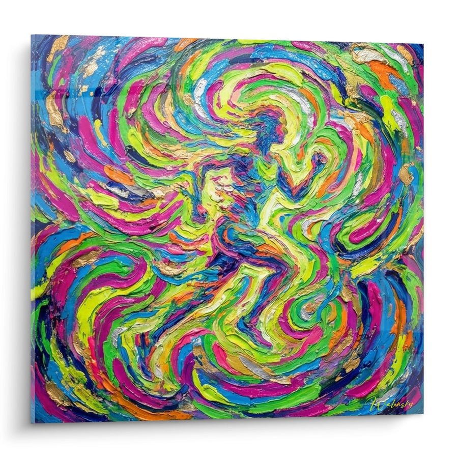 Tableau Tourbillon Multicolore - Énergie en Mouvement - Edition Course à pied