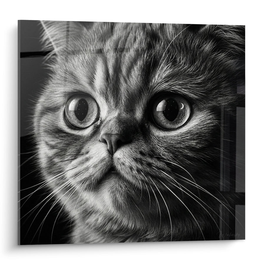 Tableau Portrait Réaliste Chat Exotic Shorthair - Regard Intense - Edition chat Exotic Shorthair