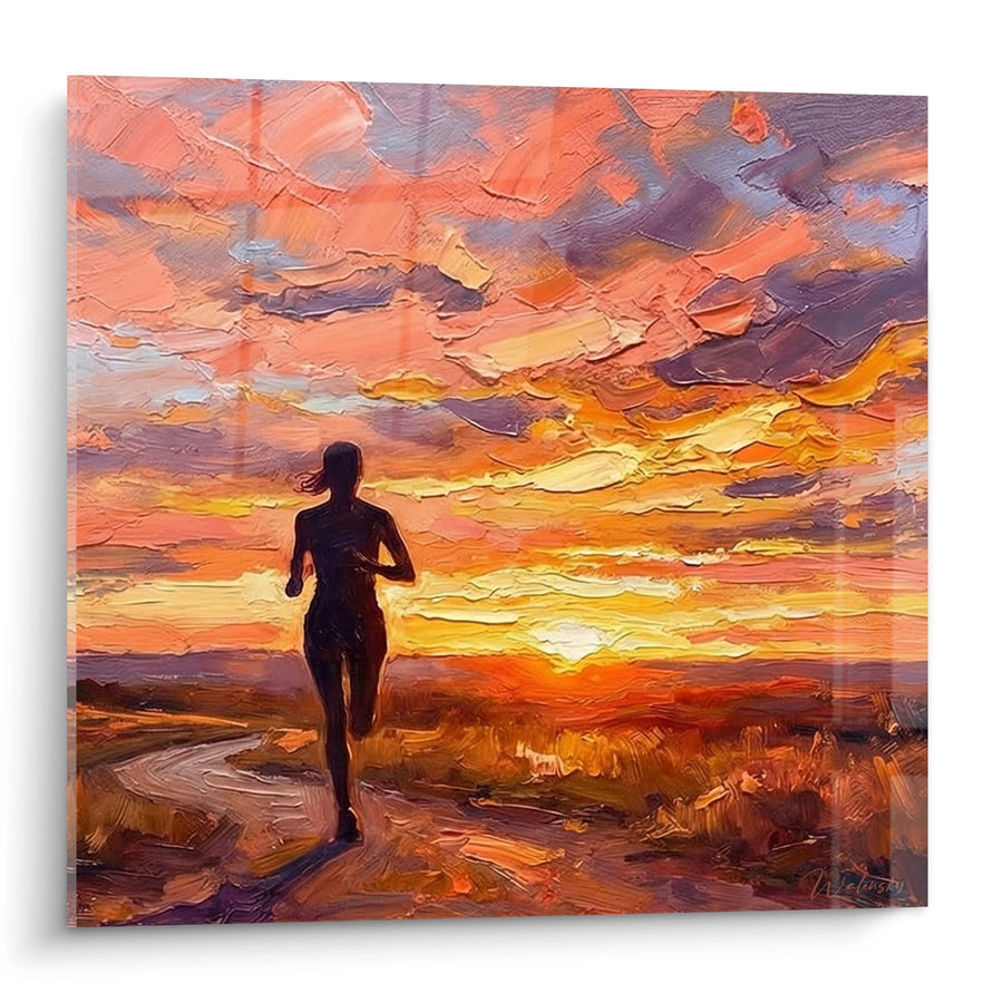 Tableau Coureur au Coucher de Soleil - Liberté en Mouvement - Edition Course à pied