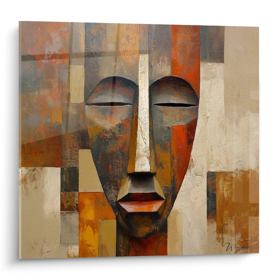Tableau Visage Cubiste - Masque Géométrique Africain - Edition Art tribal africain