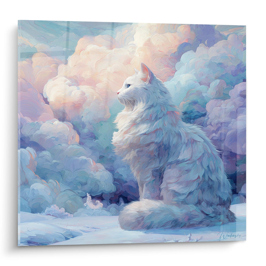 Tableau Chat Sibérien dans les Nuages - Rêverie Céleste - Edition chat Sibérien