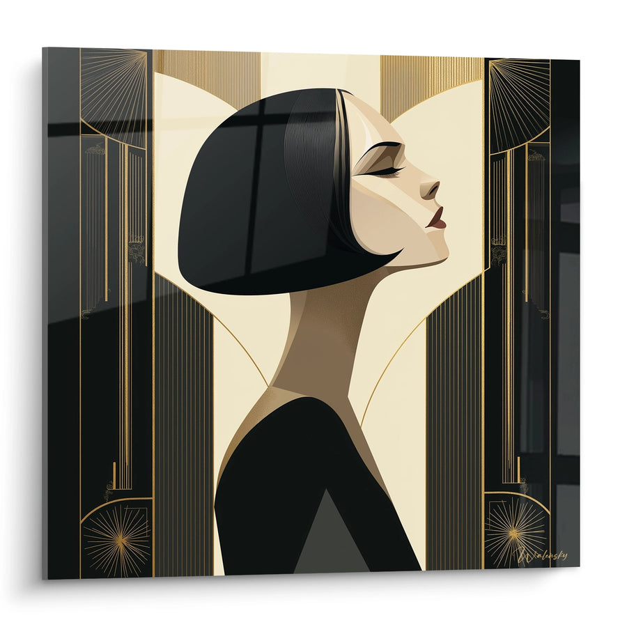 Tableau Portrait Art Déco - Sophistication Géométrique - Edition Art déco