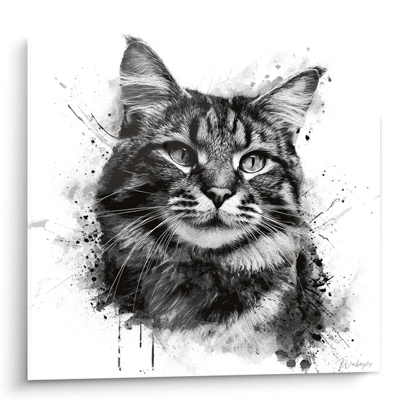 Obraz Kota Portret Akwarela - Intensywne Spojrzenie - Edycja kota American Bobtail