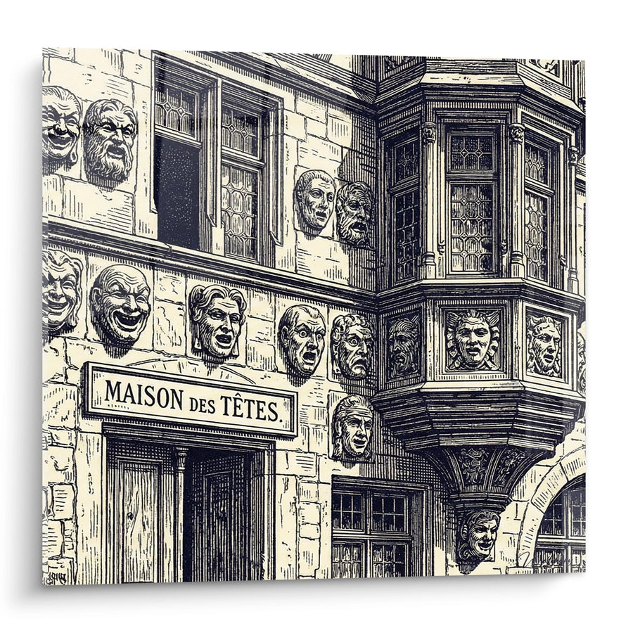 Tableau Maison des Têtes - Architecture Alsacienne Historique - Edition Alsace
