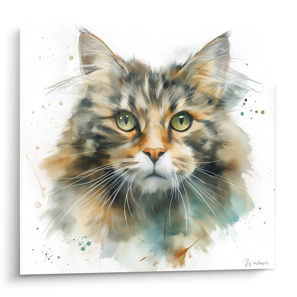 Obraz Kota American Bobtail Akwarela - Spojrzenie Szmaragdowe - Edycja kota American Bobtail