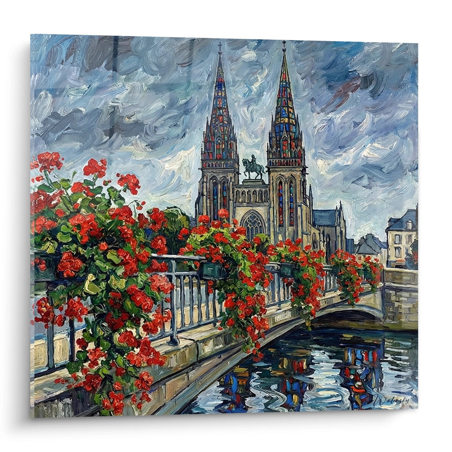 Tableau Cathédrale Gothique - Géraniums en Fleurs - Edition Bretagne