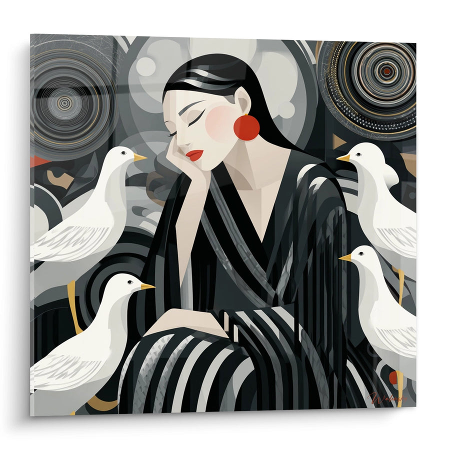 Tableau Femme aux Colombes - Sérénité Art Déco - Edition Art déco