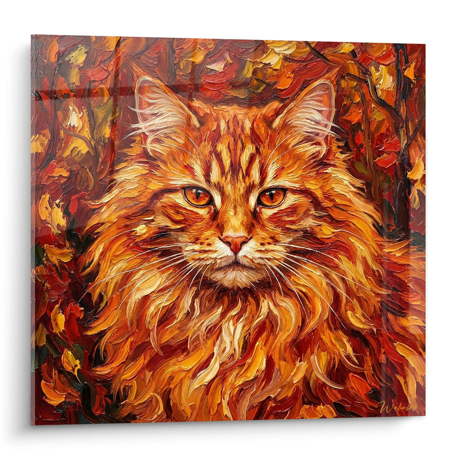 Tableau Chat Roux Automnal - Fourrure Flamboyante - Edition chat Norwegian Forest Cat
