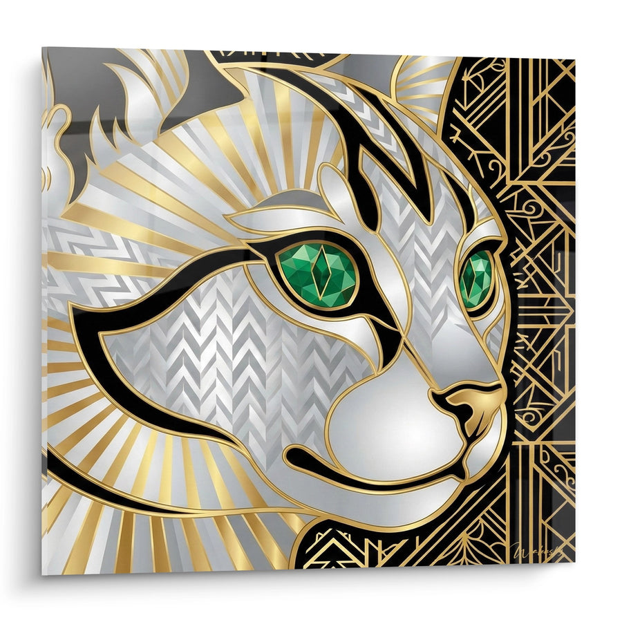 Tableau Chat Art Déco Luxueux - Élégance Dorée - Edition chat Burmilla