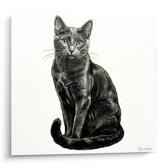 Tableau Chat Russian Blue Assis - Portrait Élégant - Edition chat Russian Blue
