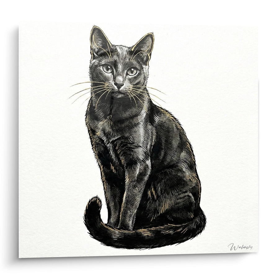 Tableau Chat Russian Blue Assis - Portrait Élégant - Edition chat Russian Blue