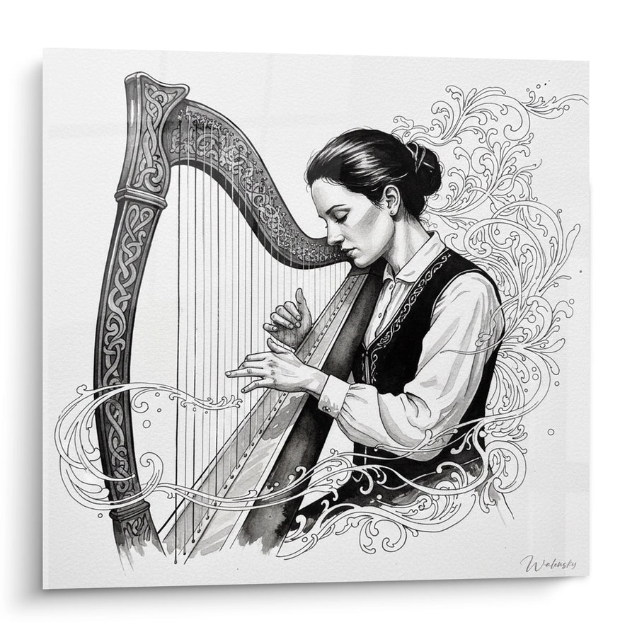 Tableau Harpiste Bretonne - Mélodie Celtique - Edition Bretagne