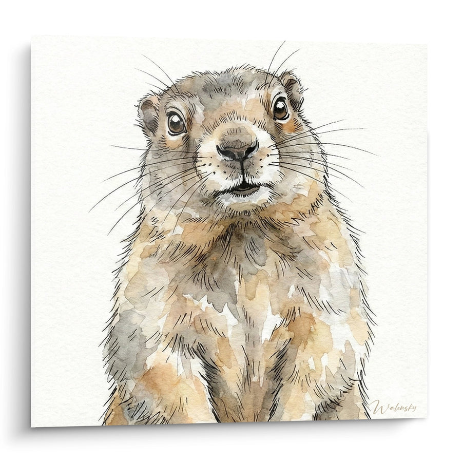 Tableau Marmotte des Alpes - Portrait Aquarelle Savoyarde - Edition La Savoie