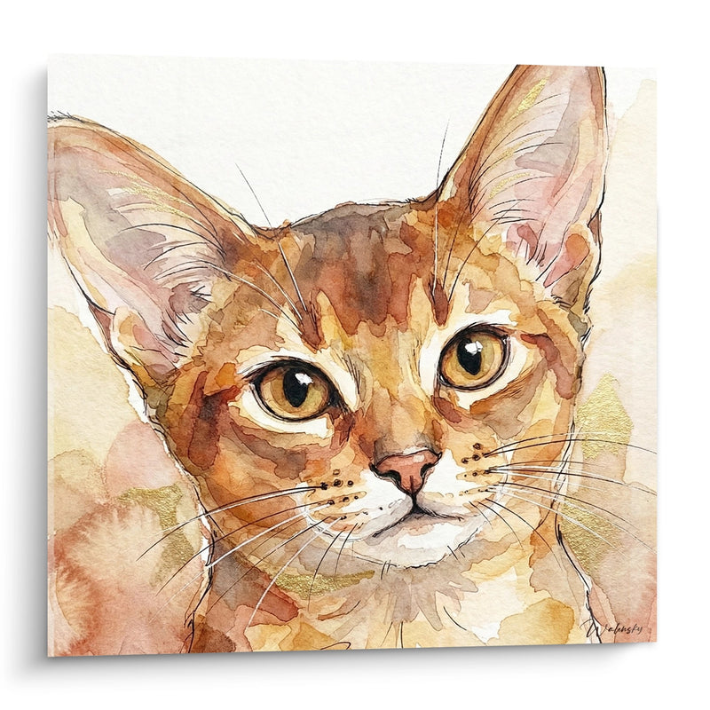 Tabella Chat Abyssin Acquerello - Ritratto con occhi dorati - Edizione chat Abyssin
