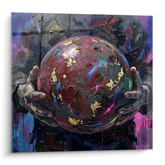 Cuadro Bola de Bolos Abstracta - Energía Cósmica - Edición Bowling