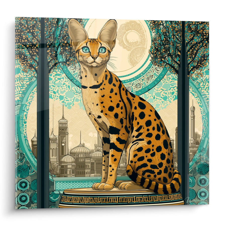 Tableau Chat Chausie Orientaliste - Félin Noble aux Yeux Turquoise - Edition chat Chausie