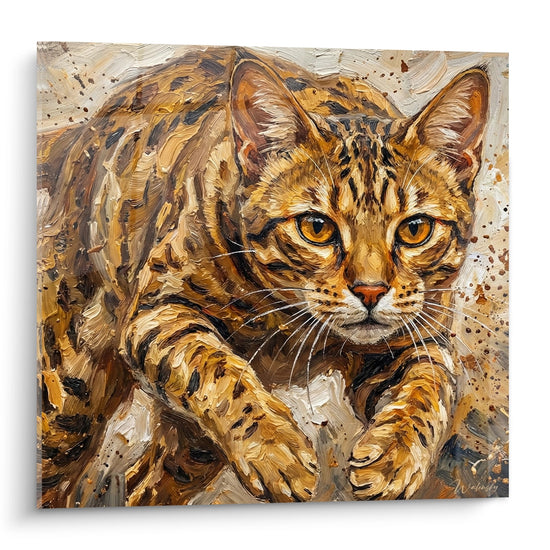Schilderij Kat Ocicat Liggend - Fascinerende Amber Kleur – Editie kat Ocicat