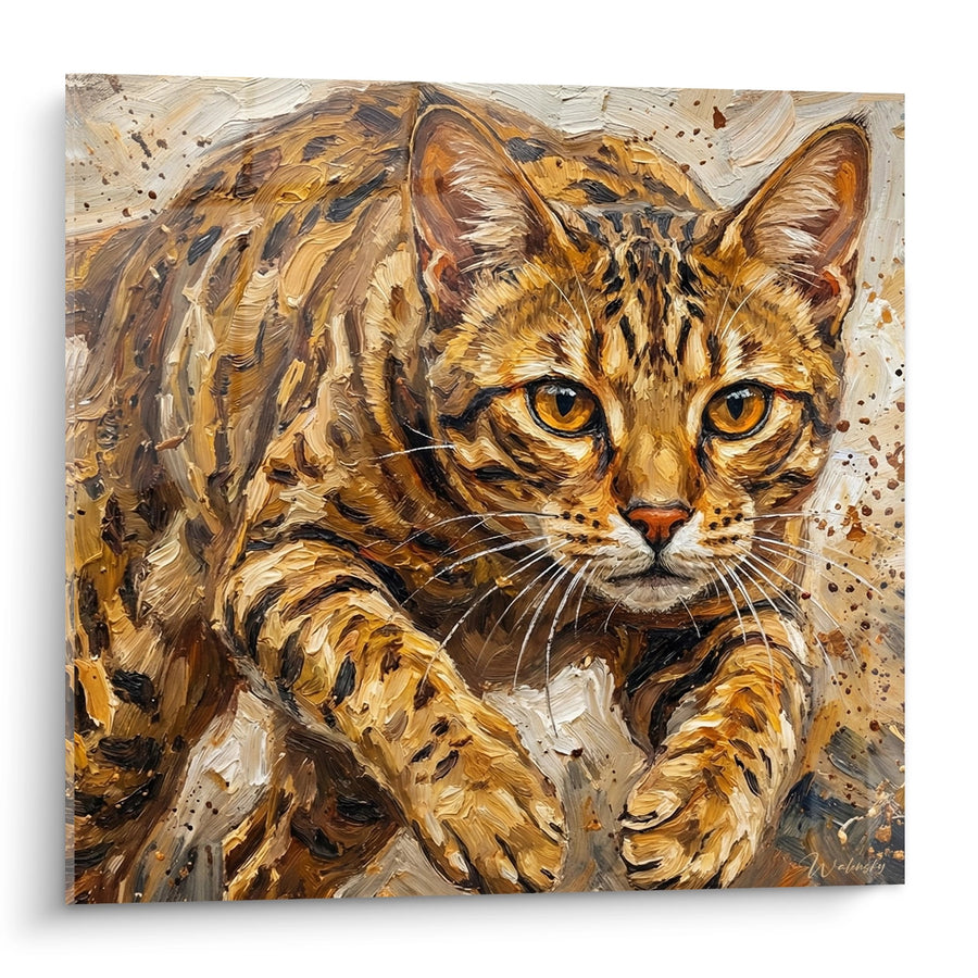 Tableau Chat Ocicat Couché - Regard Ambré Captivant - Edition chat Ocicat