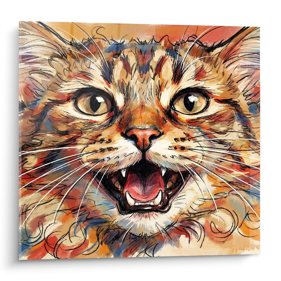 Tableau Chat Laperm Expressif - Regard Perçant Multicolore - Edition chat Laperm