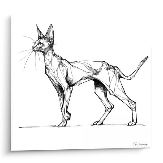 Serengeti kat Schets Schilderij - Sierlijke Kattenbeweging - Serengeti kat Editie
