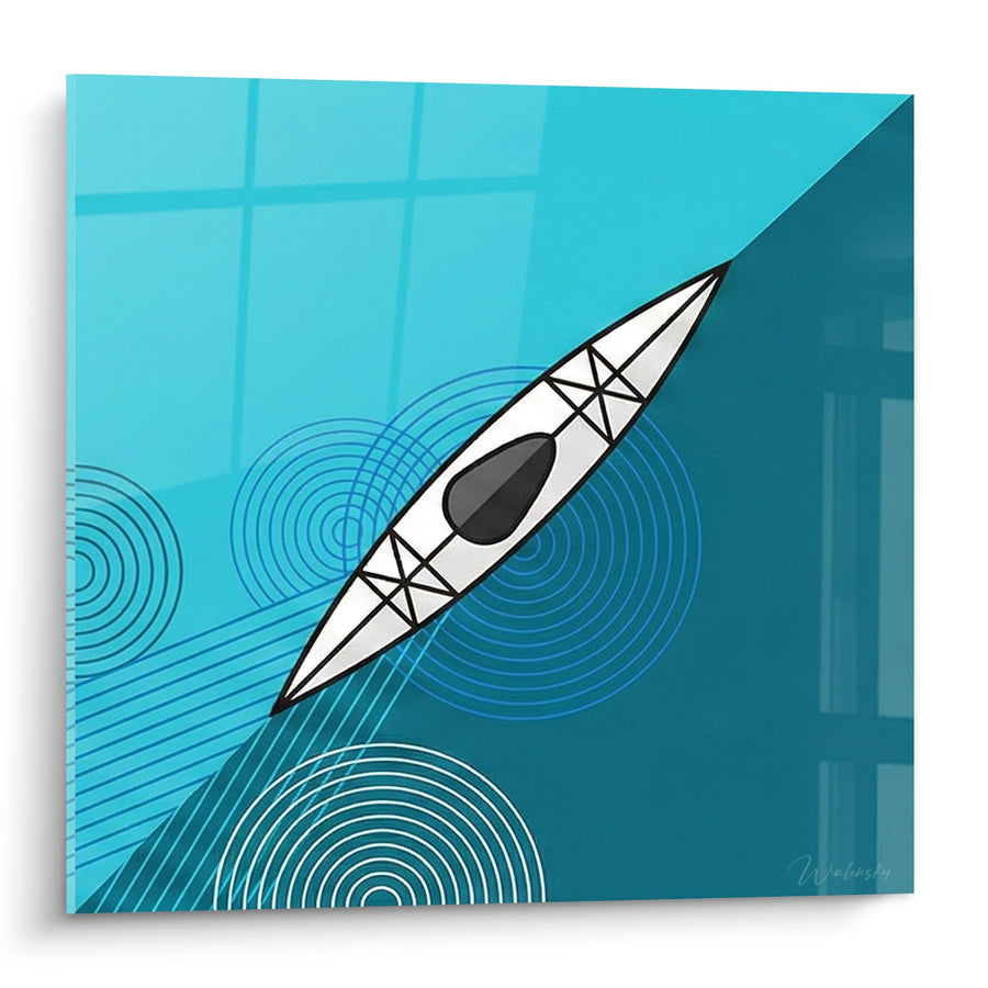 Schilderij Kayak Modern Design - Turkooise Golven - Kayak Editie
