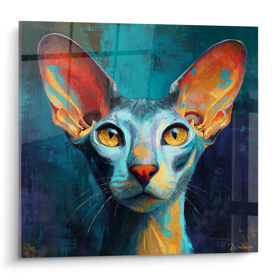 Obraz Kota Oriental Shorthair Artystyczny - Żywy Portret Turkusowy - Edycja kota Oriental Shorthair