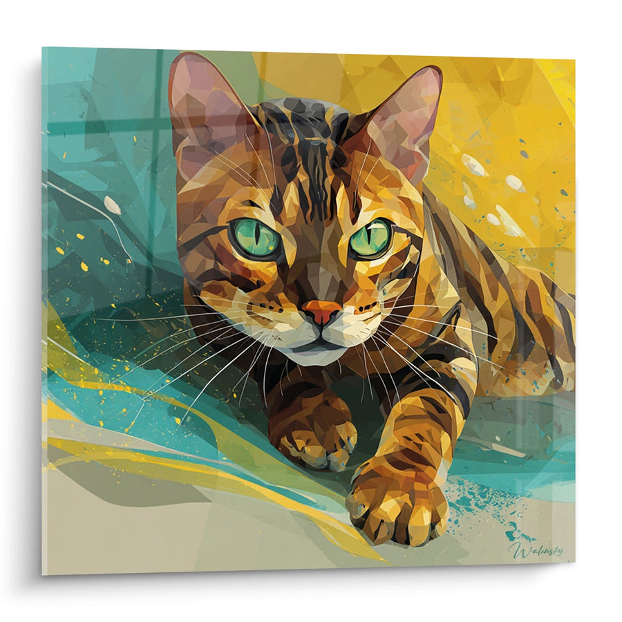 Tableau Chat Toyger Artistique - Regard Emeraude - Edition chat Toyger