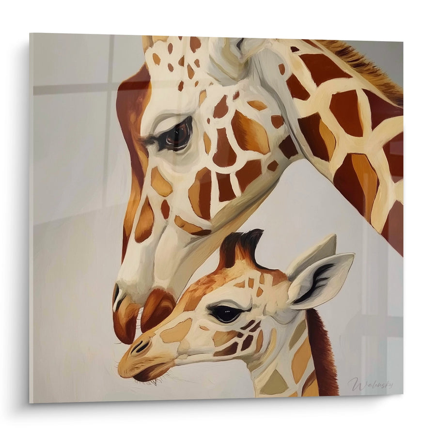 Tableau Girafe et son Petit - Tendresse Maternelle - Edition Animaux d'Afrique