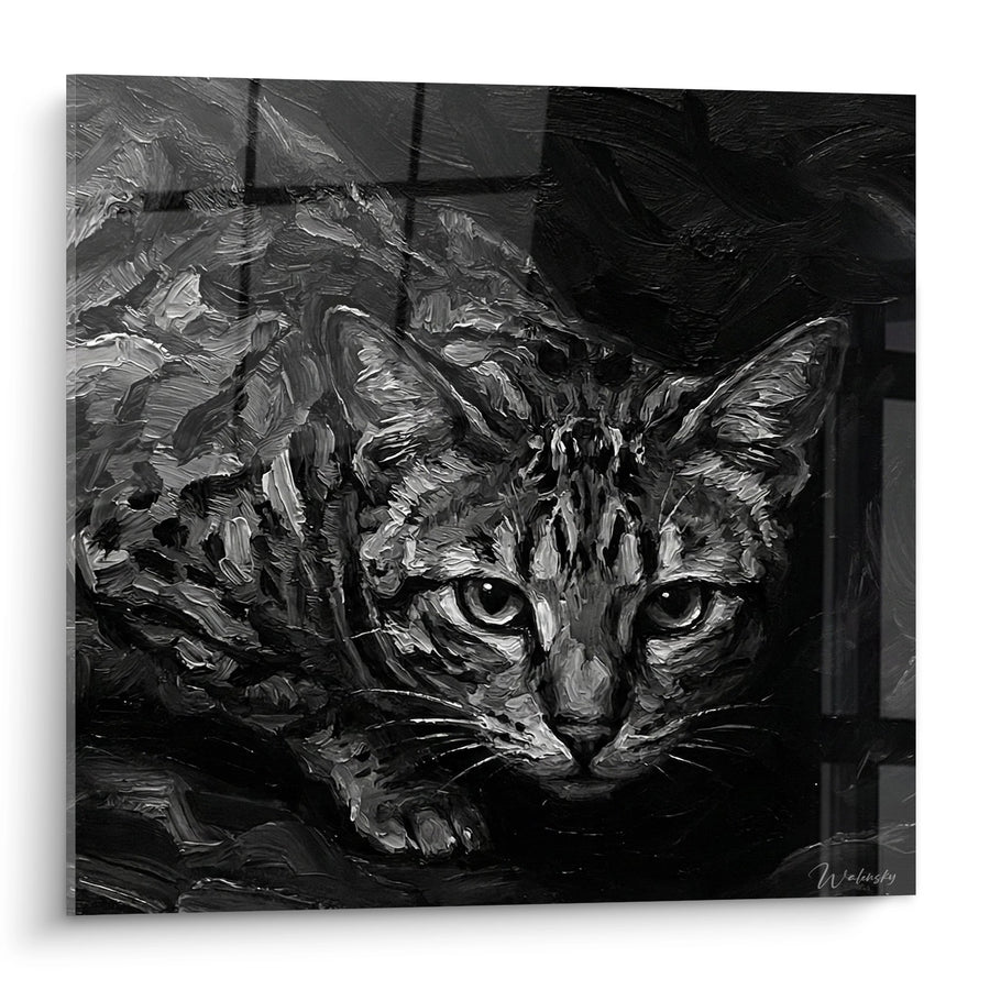 Tableau Chat Ocicat Portrait Noir et Blanc - Regard Intense - Edition chat Ocicat