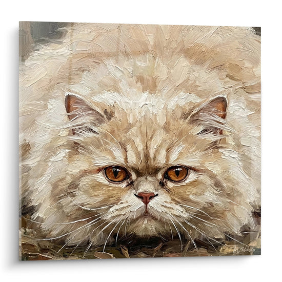 Schilderij Perzische kat met amberkleurige ogen - Impressionistisch portret - Editie Perzische kat